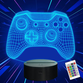 Attivolife Gamepad 3D Illusion Lamp on a desk showing depth for gaming setup.
