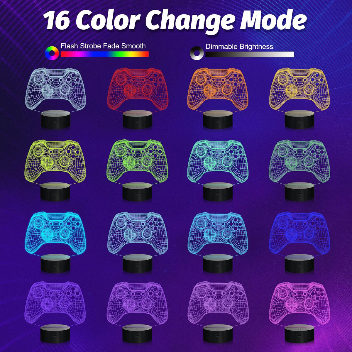 Attivolife Gamepad dimmable brightness for comfortable night use.