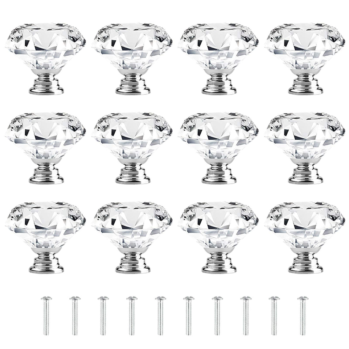 Attom Tech Home crystal-clear diamond pull adds elegant focus to cabinets.