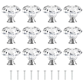 Attom Tech Home crystal-clear diamond pull adds elegant focus to cabinets.