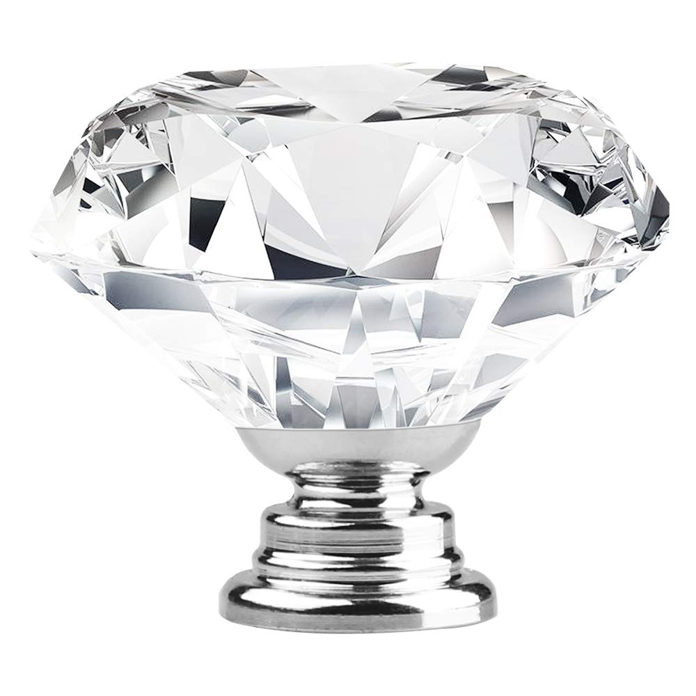 Attom Tech Home glass drawer knob with K9 crystal and chrome base elevates style.