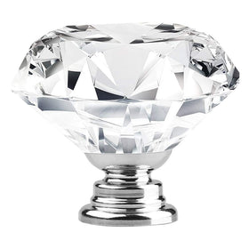 Attom Tech Home glass drawer knob with K9 crystal and chrome base elevates style.