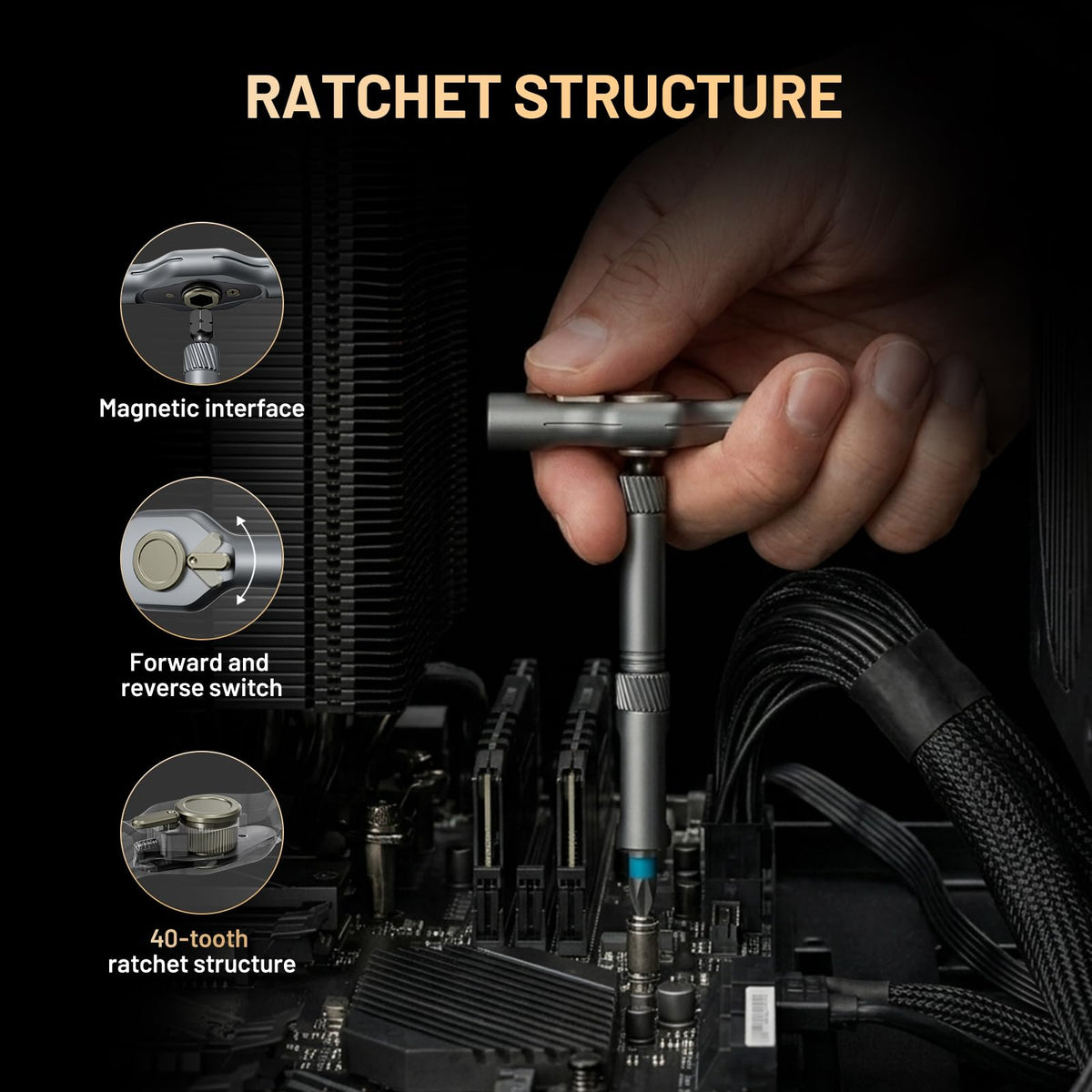 ATuMan RS1 40-tooth ratchet speeds tightening with less wrist strain.