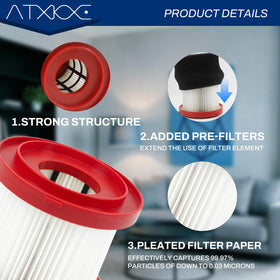 ATXKXE foam sleeve filters (6-pack) protect the main filter from debris.