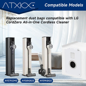 ATXKXE LG CordZero 12-pack dust bags close-up showing filtration material