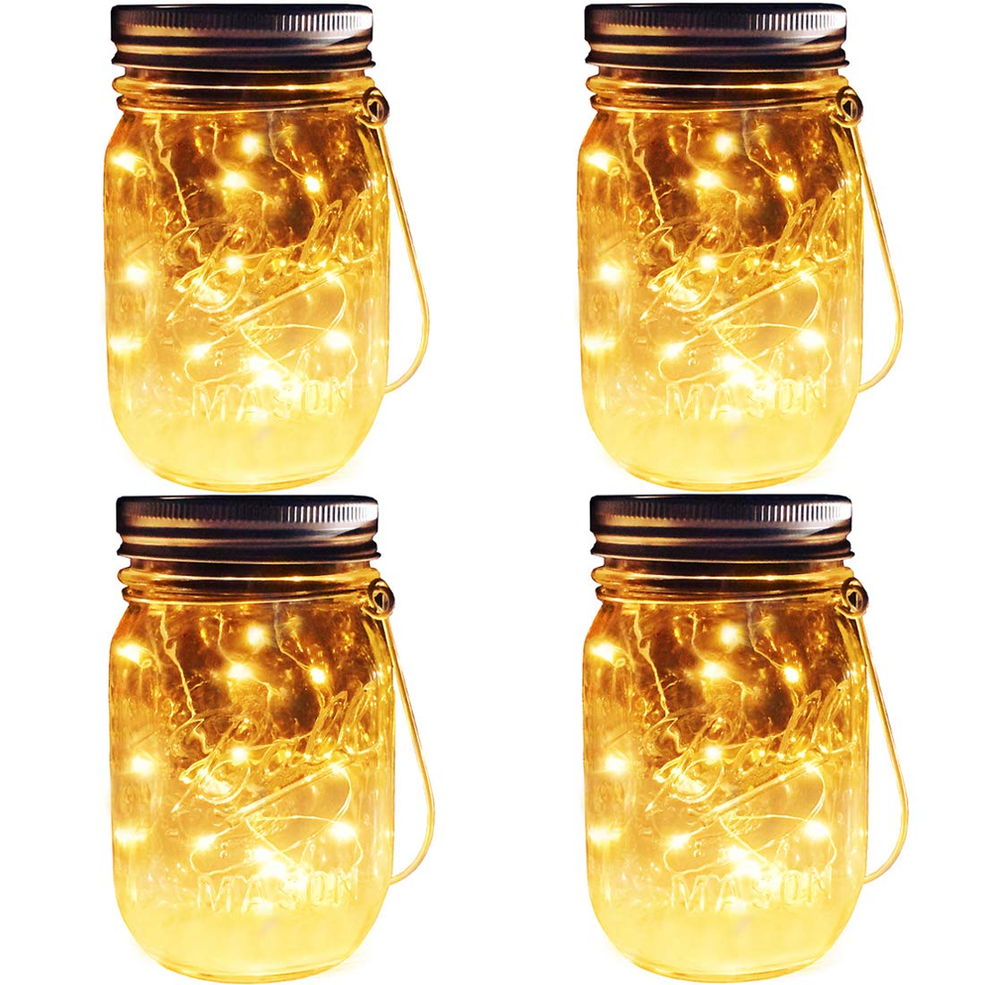 Aubasic solar mason jar lights lid 4-pack for bright, hands-free outdoor ambiance.