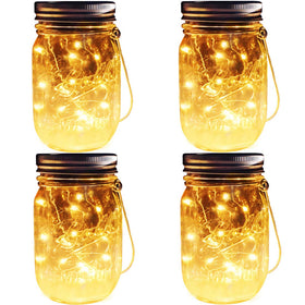 Aubasic solar mason jar lights lid 4-pack for bright, hands-free outdoor ambiance.