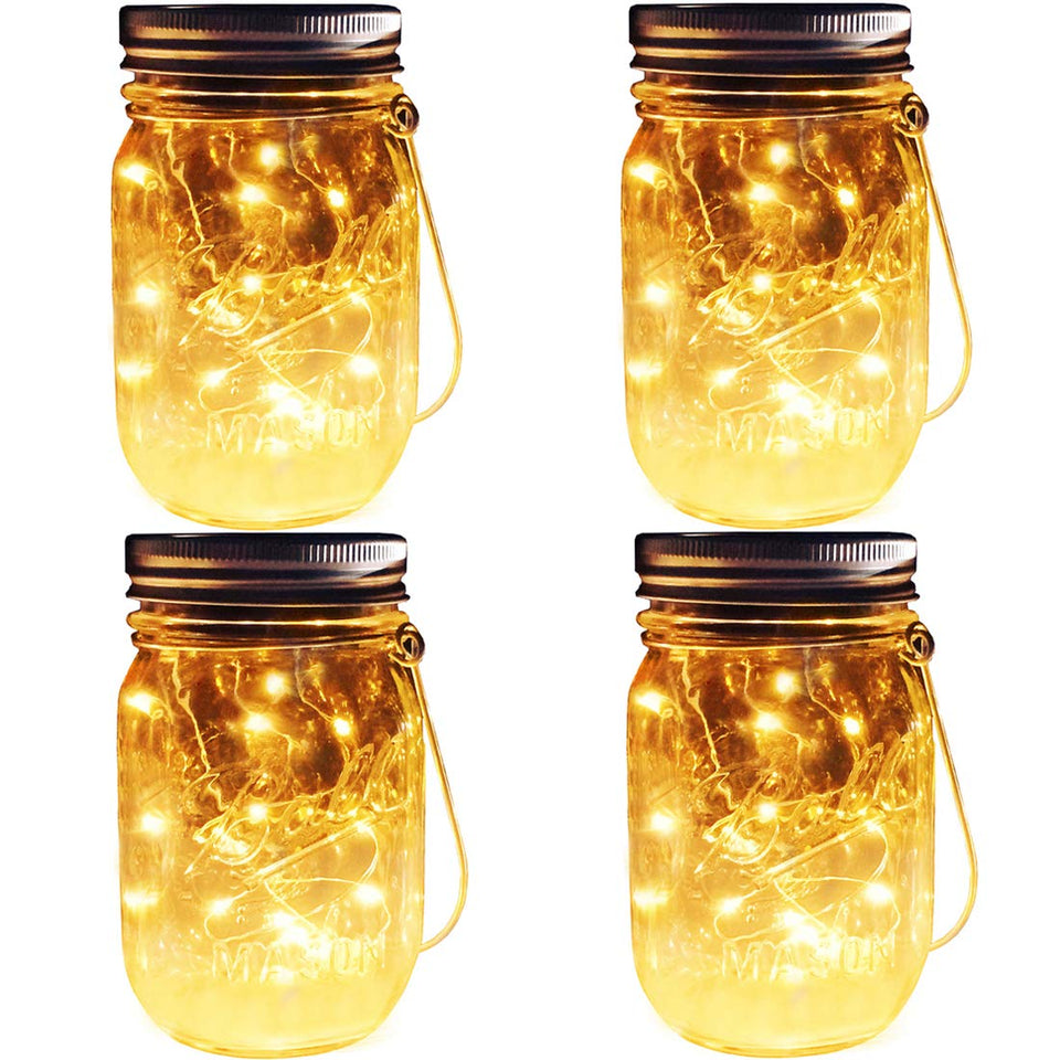 Aubasic solar mason jar lights lid 4-pack for bright, hands-free outdoor ambiance.