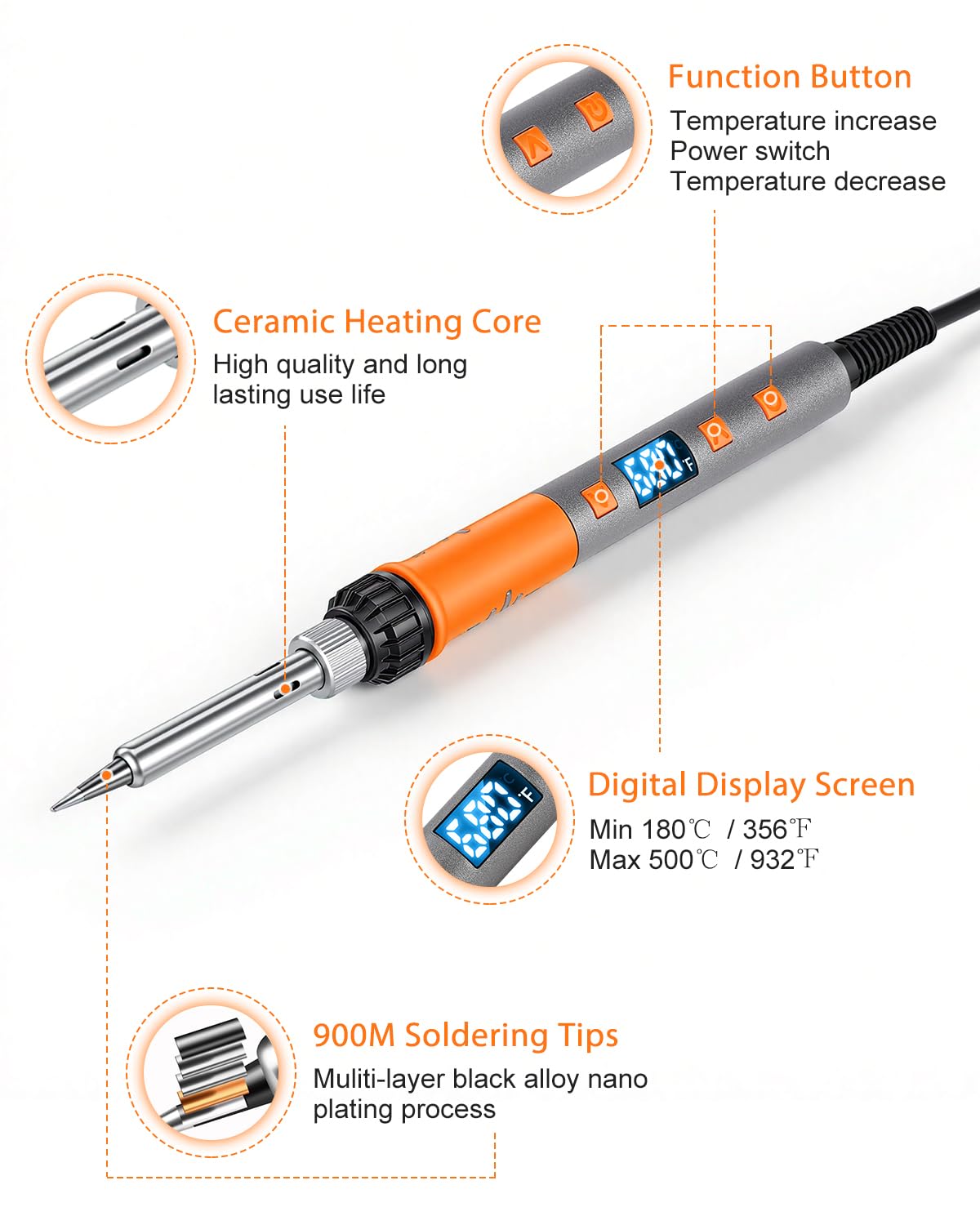 Aucanla precision tips set with electroplating nanotech for varied tasks.