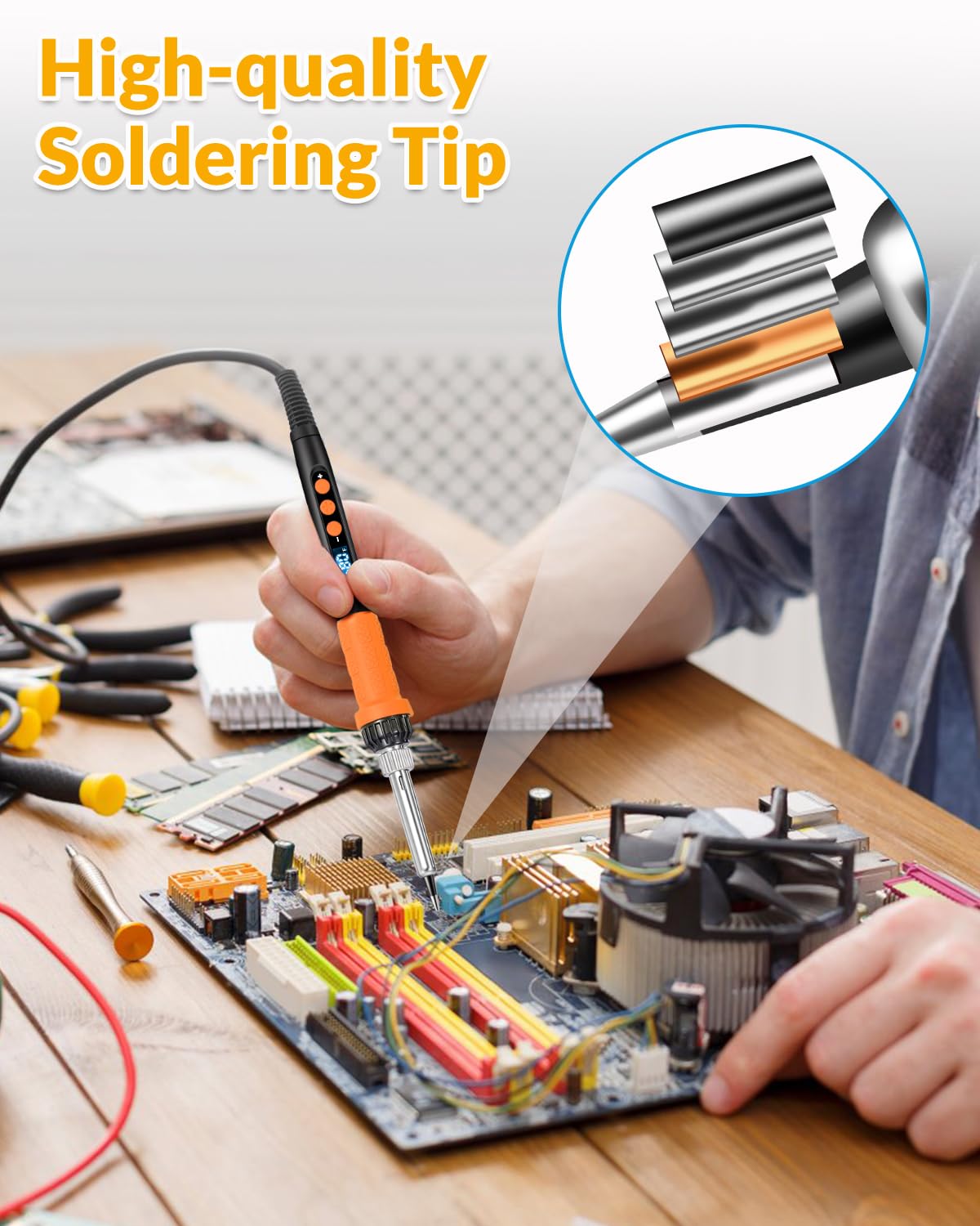 Aucanla soldering iron stand with brass wool for safe cleaning and stability