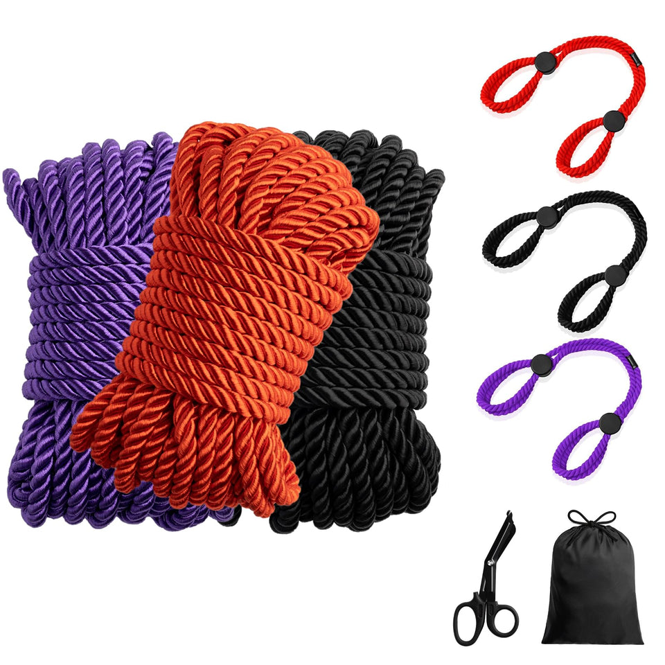 Aucoofany Shibari silk rope kit image showing the full set for knot practice and play.