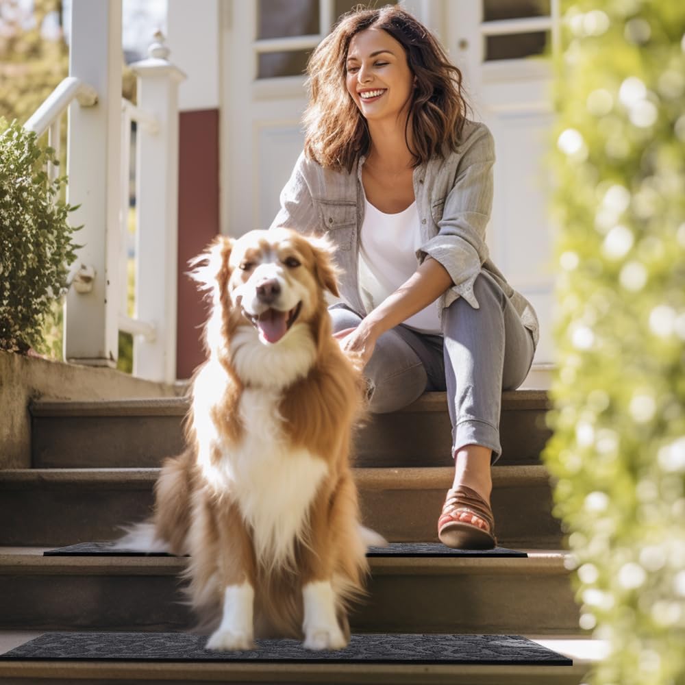 Aucuda wooden-steps stair runner adds grip and stability.