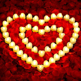 Audab rose petals and candles set with flameless tealights for safe romantic ambience