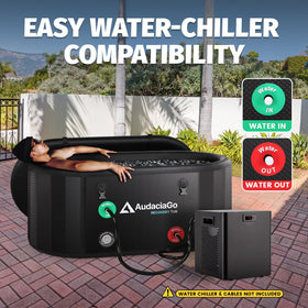 AudaciaGo XXL ice bath tub interior view with ergonomic oval design for full-body immersion.