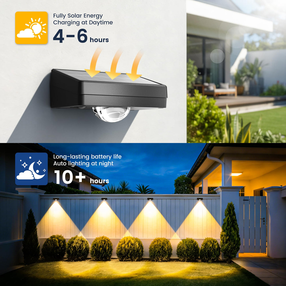 Auderwin solar charging 4-6 hours shows easy power setup.