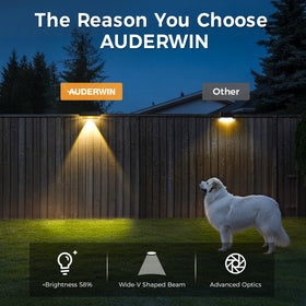 Auderwin 24-pack solar LEDs highlight yard edges for versatile outdoor use.