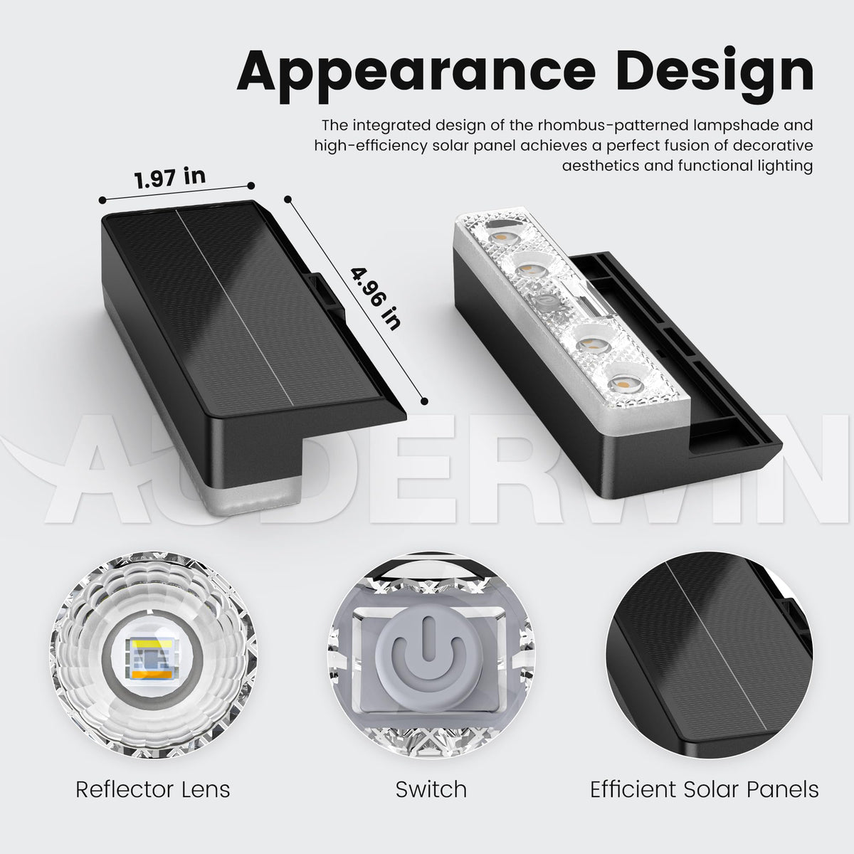 AUDERWIN IP65 waterproof lights withstand rain and splashes for outdoor use.