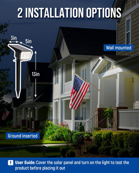 Auderwin solar spotlight on the patio creates welcoming exterior illumination