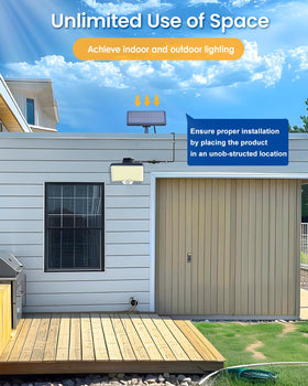 Auderwin two-pack setup mounted on patio and porch for practical lighting
