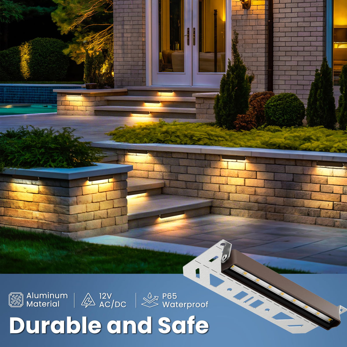 Auderwin warm white 2700K LED creates inviting ambience in outdoor spaces.