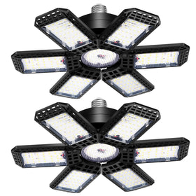 AUDLES 2-pack garage lights with 6-panel tilt for expanded coverage
