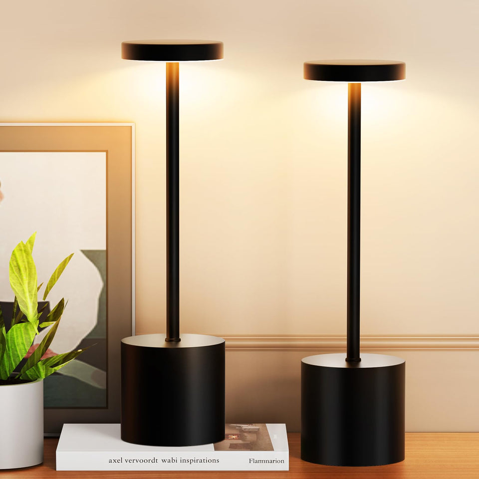 AUDLES cordless table lamp 2-pack on a dining table for flexible lighting.