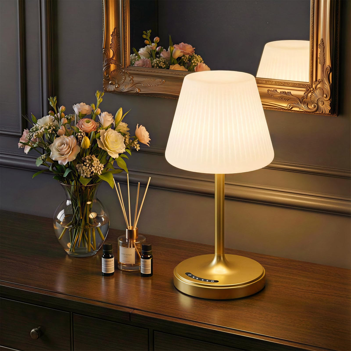 Audles cordless table lamp in gold for portable ambient lighting anywhere