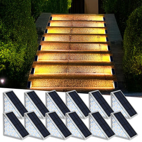 AUDLES solar step light on stairs side-lit for night visibility