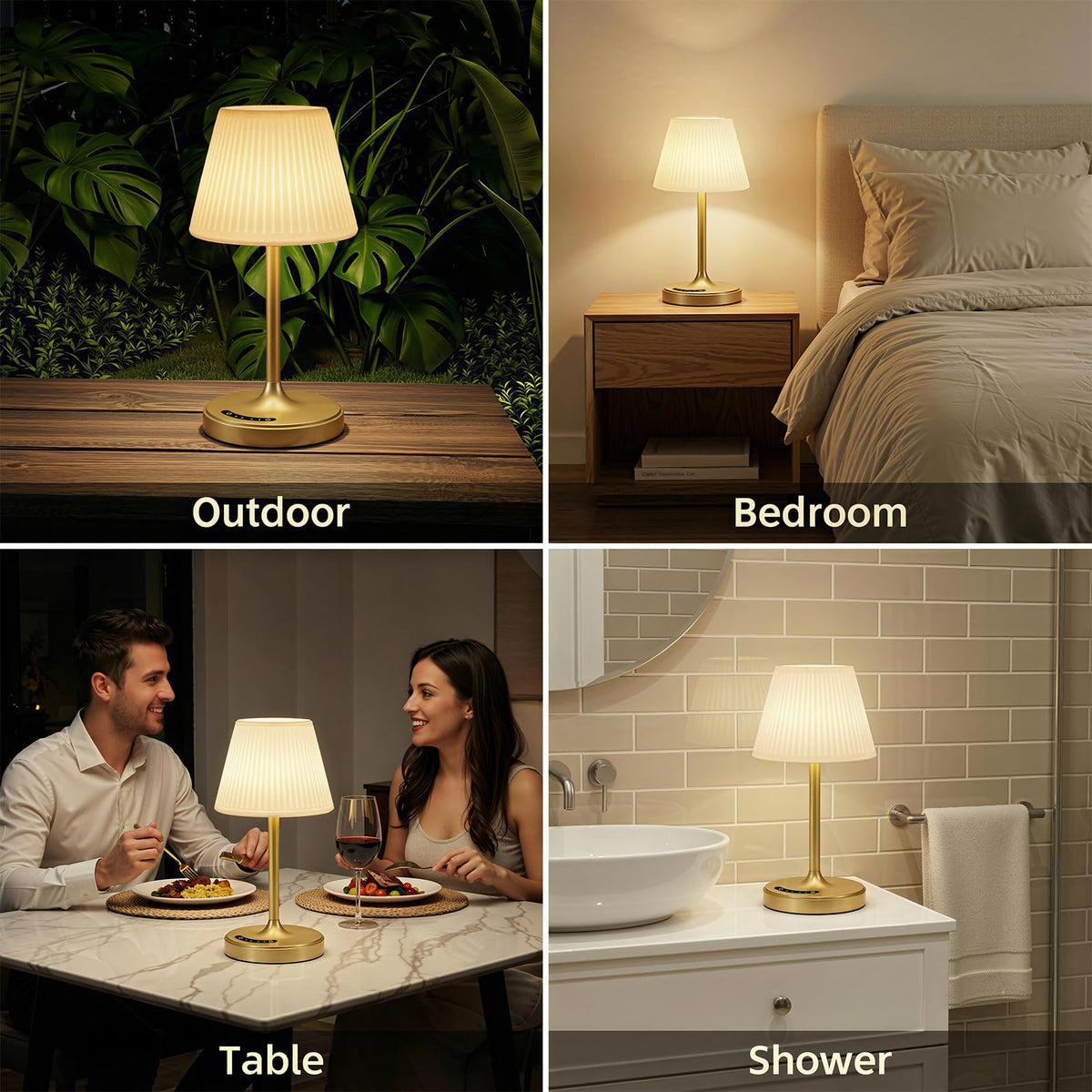 Audles mood light shower routine in gold for cozy evening ambiance