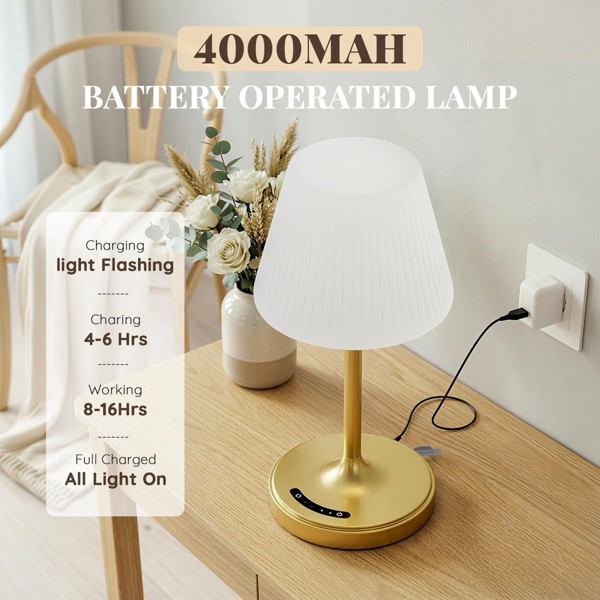 Audles sealed lampshade lamp in gold for durable wet-space use
