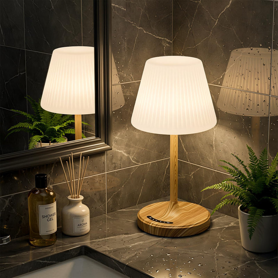Audles shower lamp inside shower glows with warm spa-like light