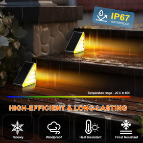 AUDLES solar deck light highlighting steps along a deck for warm ambiance