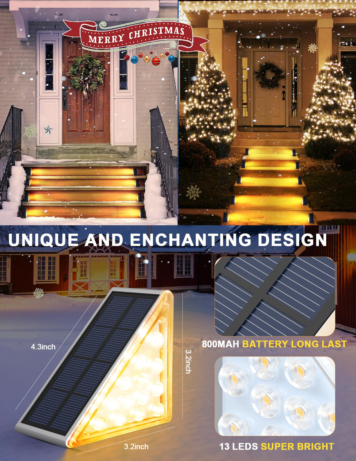 AUDLES solar deck light along a garden path at dusk