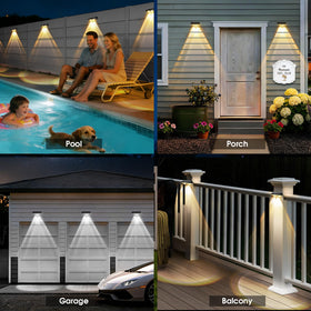 AUDLES 60-lumen fence lights provide bright coverage for pathways and steps.