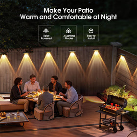 AUDLES solar fence lights charging by day for reliable dusk-to-dawn illumination