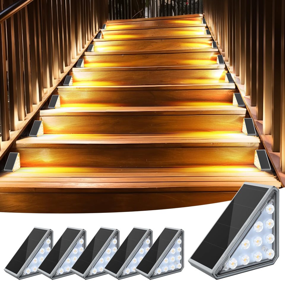 AUDLES solar stair light on a stone step providing safe ambience for outdoor stairs