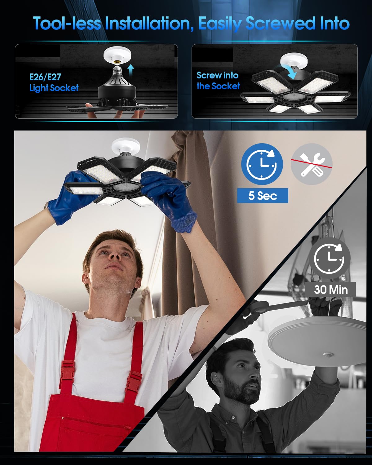 Audles deformable wide-angle panels adjustable 0–90° illuminate every corner.
