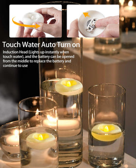 Auemaniliy floating candle in bath creates relaxing, water-safe lighting.