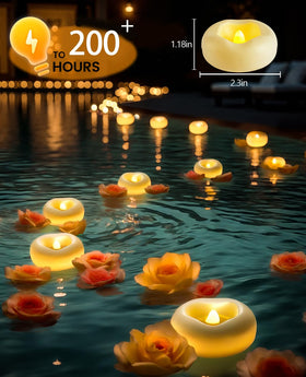 Auemaniliy floating candle over pool or fountain adds subtle outdoor ambiance.