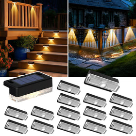 AUDERWIN solar deck lights 16-pack illuminate outdoor stairs and deck safely.