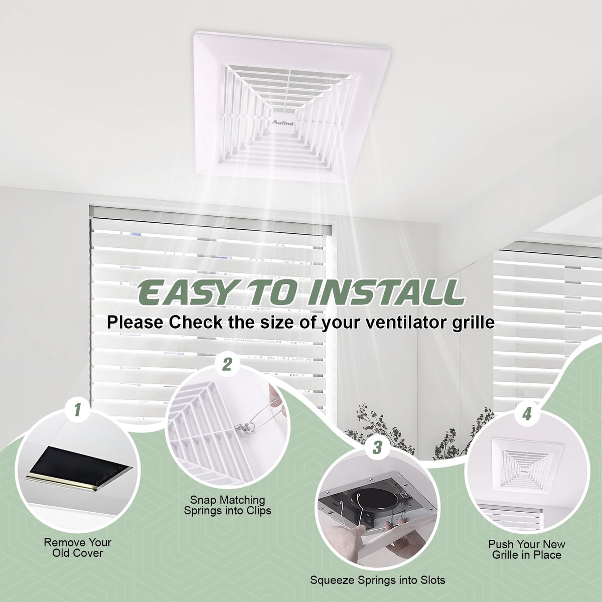 Aufind ABS plastic vent cover resists humidity and warping.