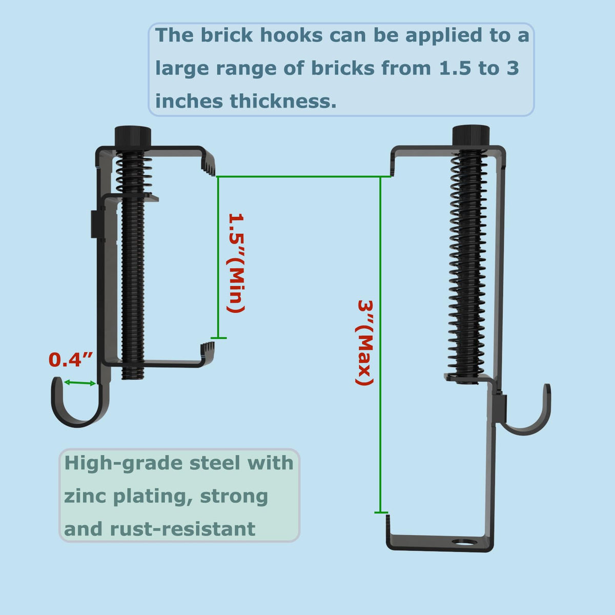 Aufuga brick hooks weigh up to 30 pounds, adding sturdy options.