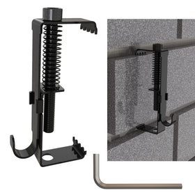 Aufuga brick hooks close-up showing adjustable brick grip for versatile mounting.