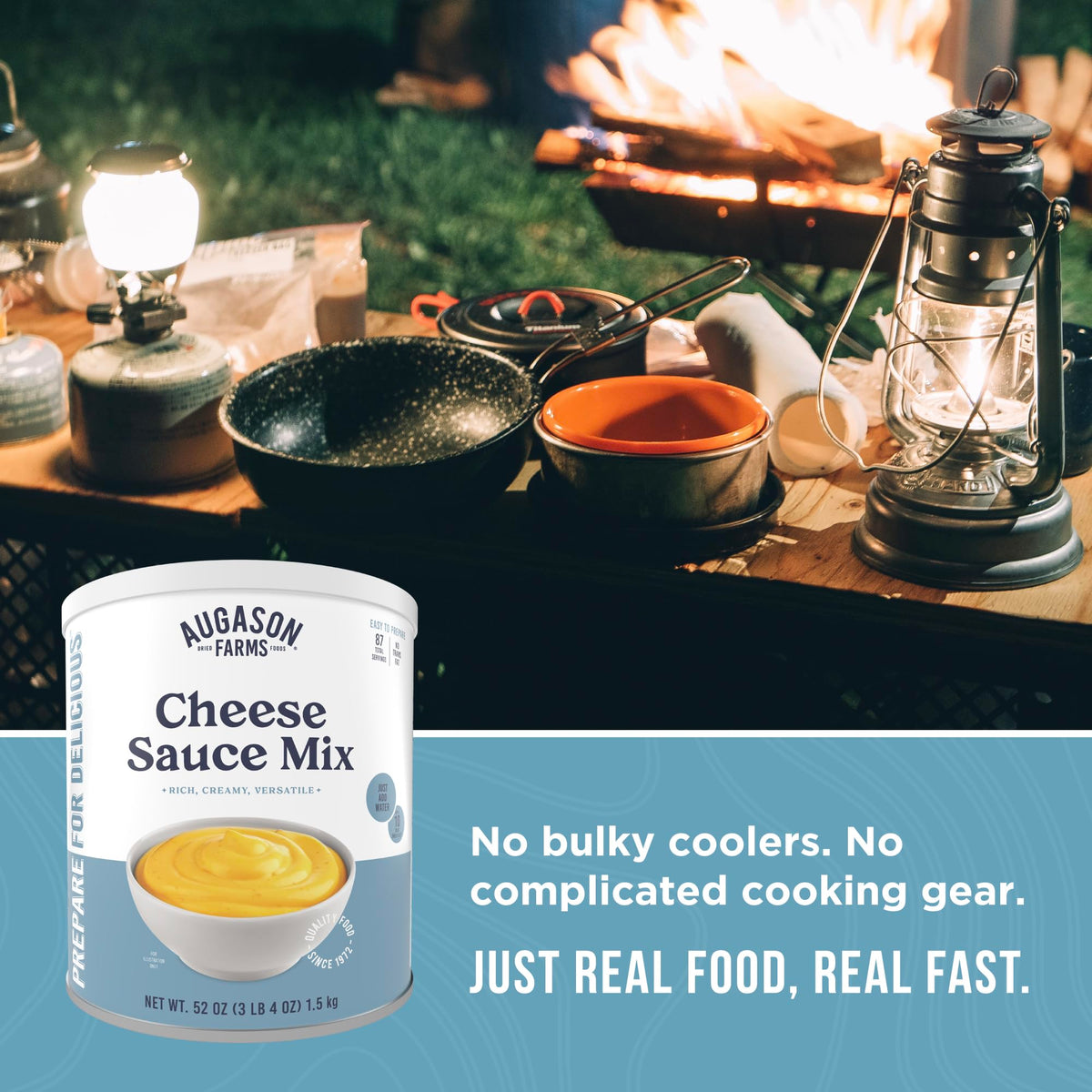 Augason Farms cheese sauce convenient for camping meals