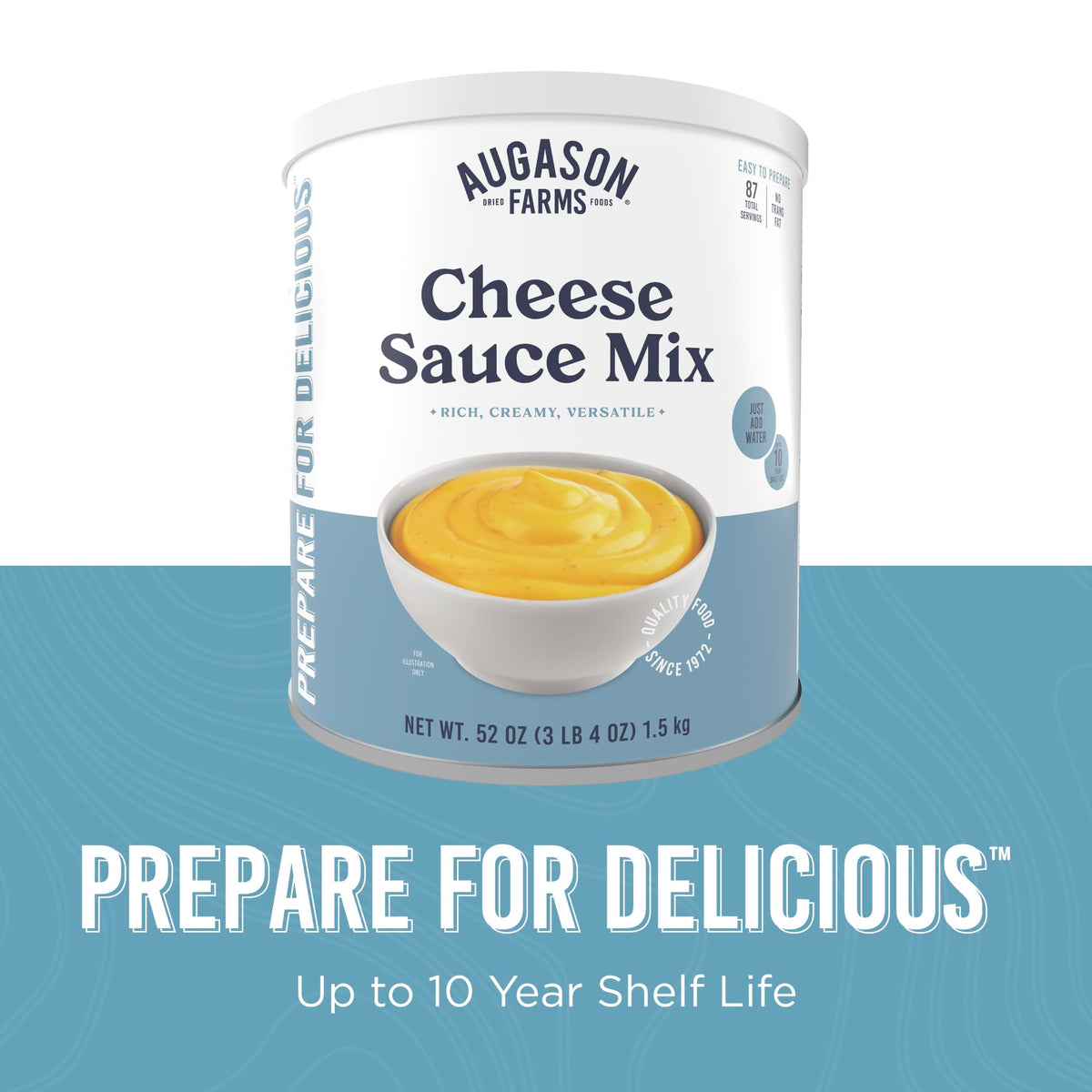 Augason Farms cheese sauce ready for dipping snacks or toppings