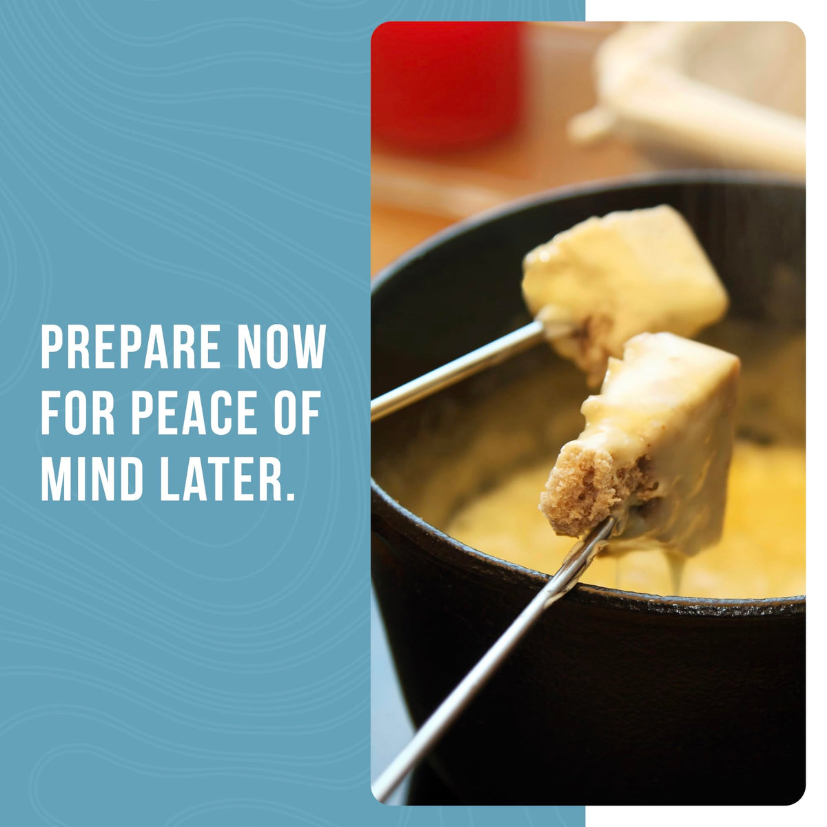 Augason Farms cheddar cheese sauce over macaroni for comforting meals