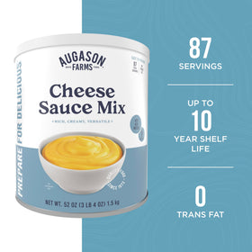 Augason Farms cheese sauce powder close-up showing texture
