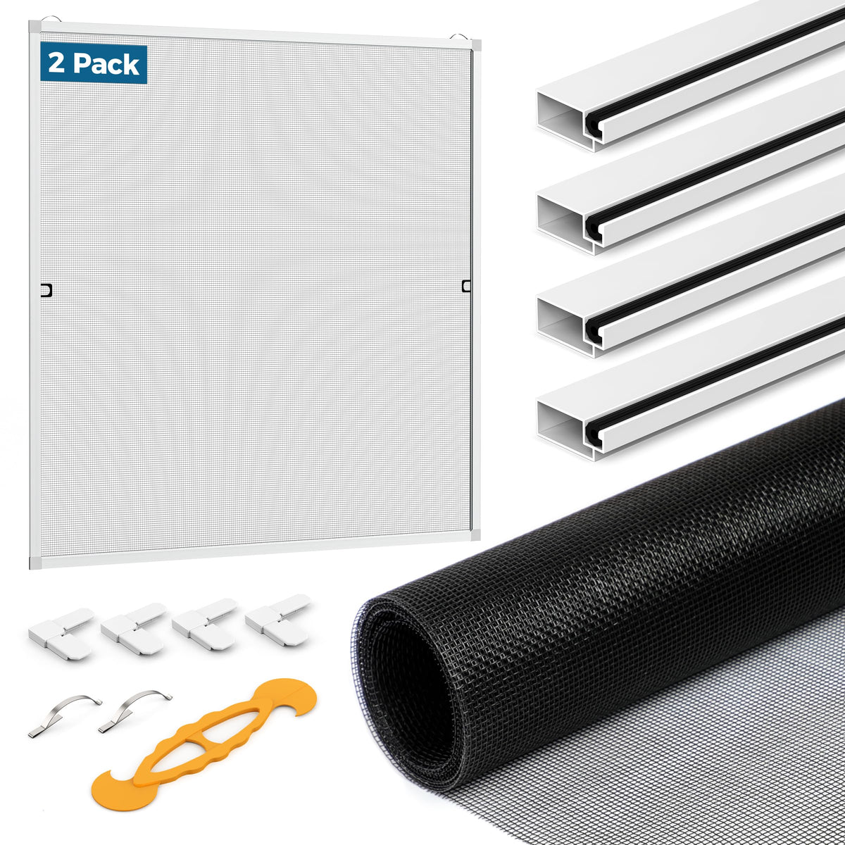Augblinds window screen frame kit assembly for two screens with a custom fit.
