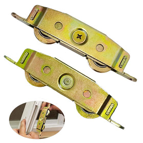 Augenweide 2-pack sliding door rollers with 1-1/4-inch steel wheels for smooth operation.