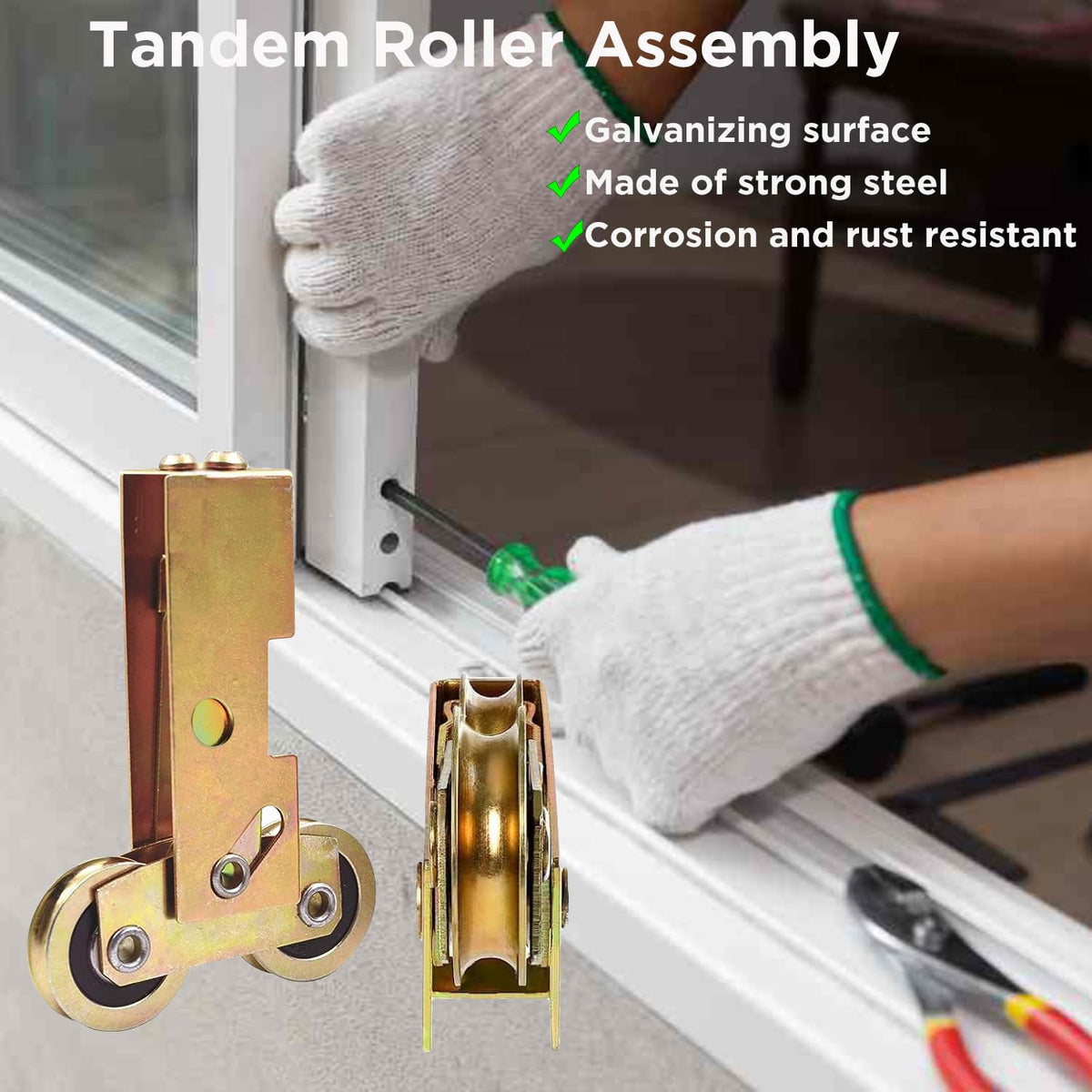 Augenweide adjustable patio door roller improves door alignment and glide.